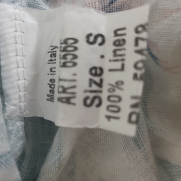 Valentina Naldi Blue Teal Tropical Floral Linen Dress | Small | Made in Italy - Picture 7 of 7